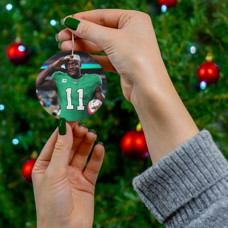 Ceramic Ornament, Eagles, AJ Brown, Football Ornament Gift