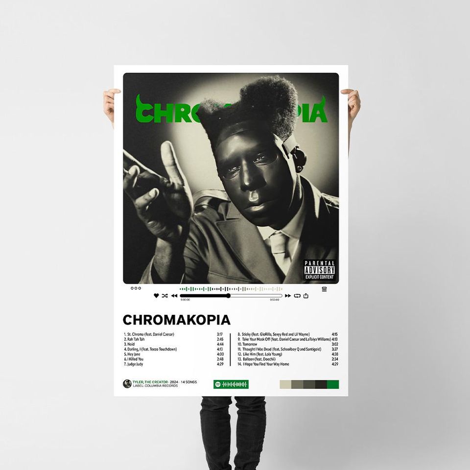 CHROMAKOPIA Poster  Album Cover Art  Tracklist Music Print for Studio or Fan Wall Decor