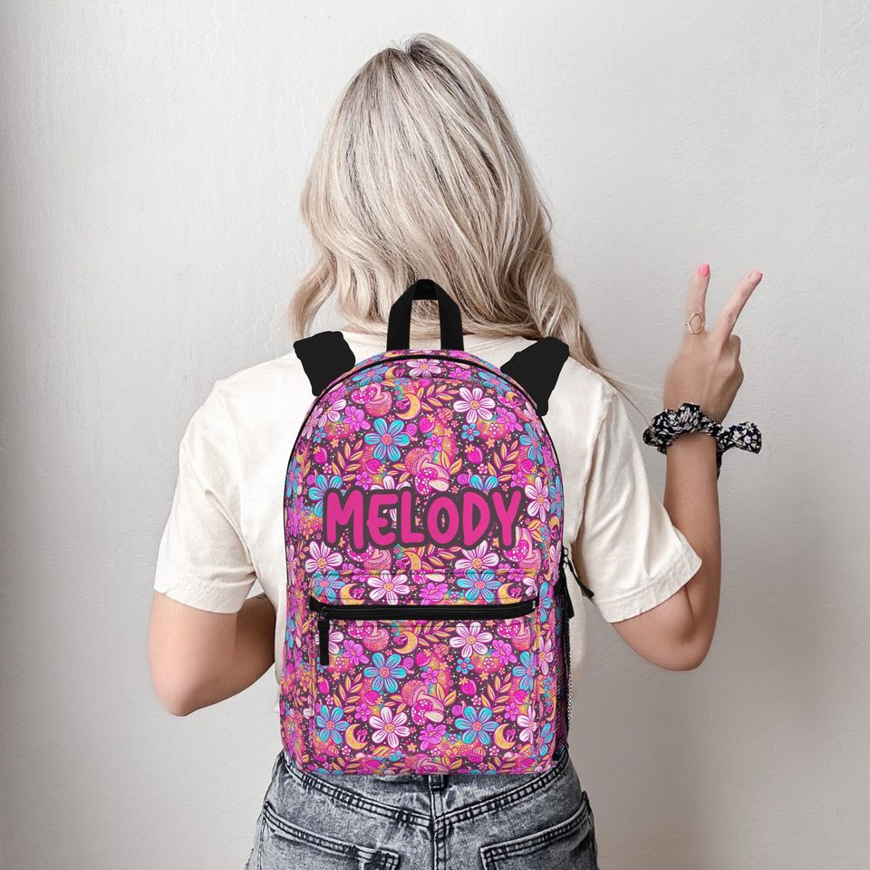 Personalized kids school backpack, personalized toddler backpack Floral, custom name backpack for adults, monogram backpack birthday gift