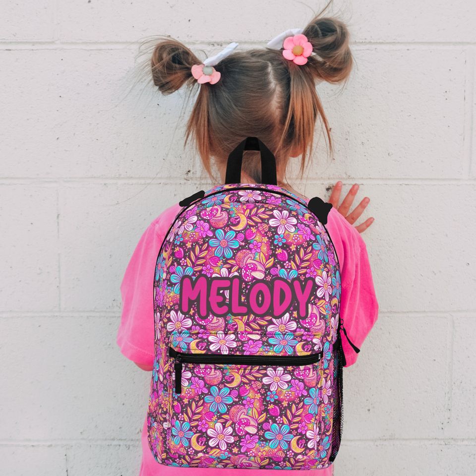 Personalized kids school backpack, personalized toddler backpack Floral, custom name backpack for adults, monogram backpack birthday gift