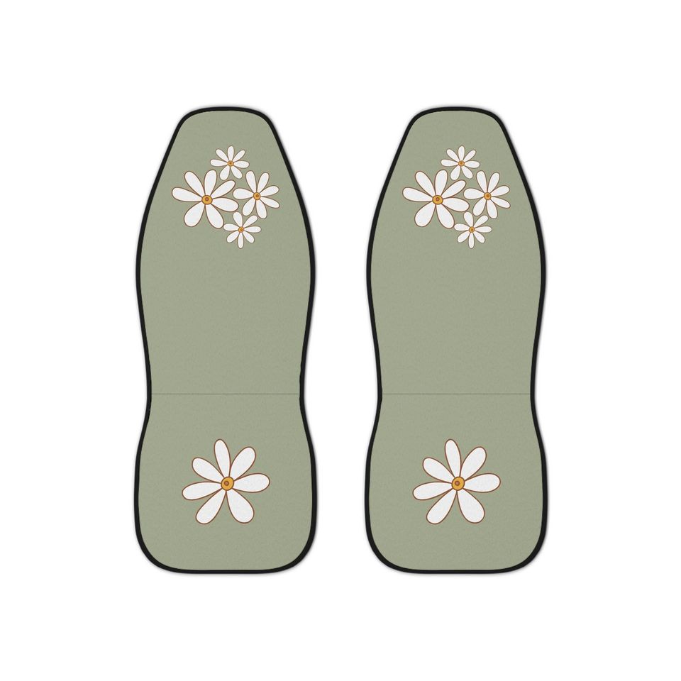 Sage green daisy car seat covers