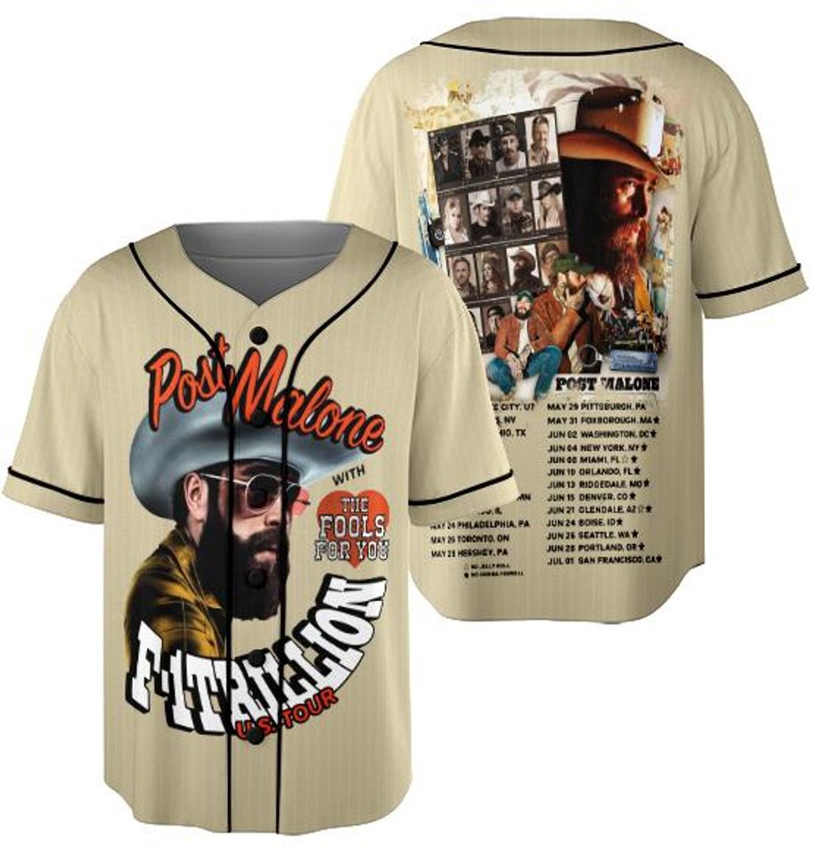 Post Malone Jelly Roll Baseball Jersey 2025 Tour