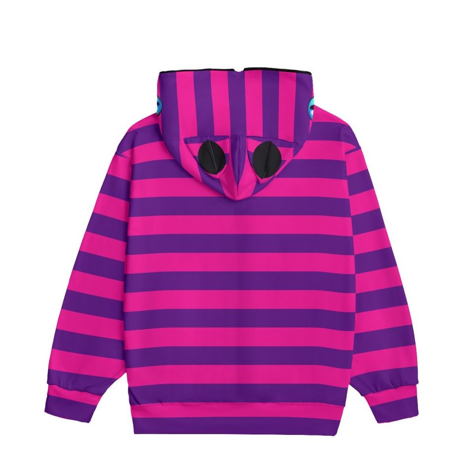 Cheshire Cat Alice in Wonderland Unisex Pullover Hoodie With Zipper Closure, Halloween, Cosplay