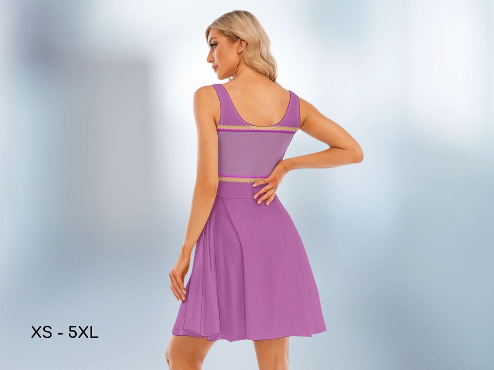 Tangled Rapunzel Skater Dress Halloween Cosplay Costume