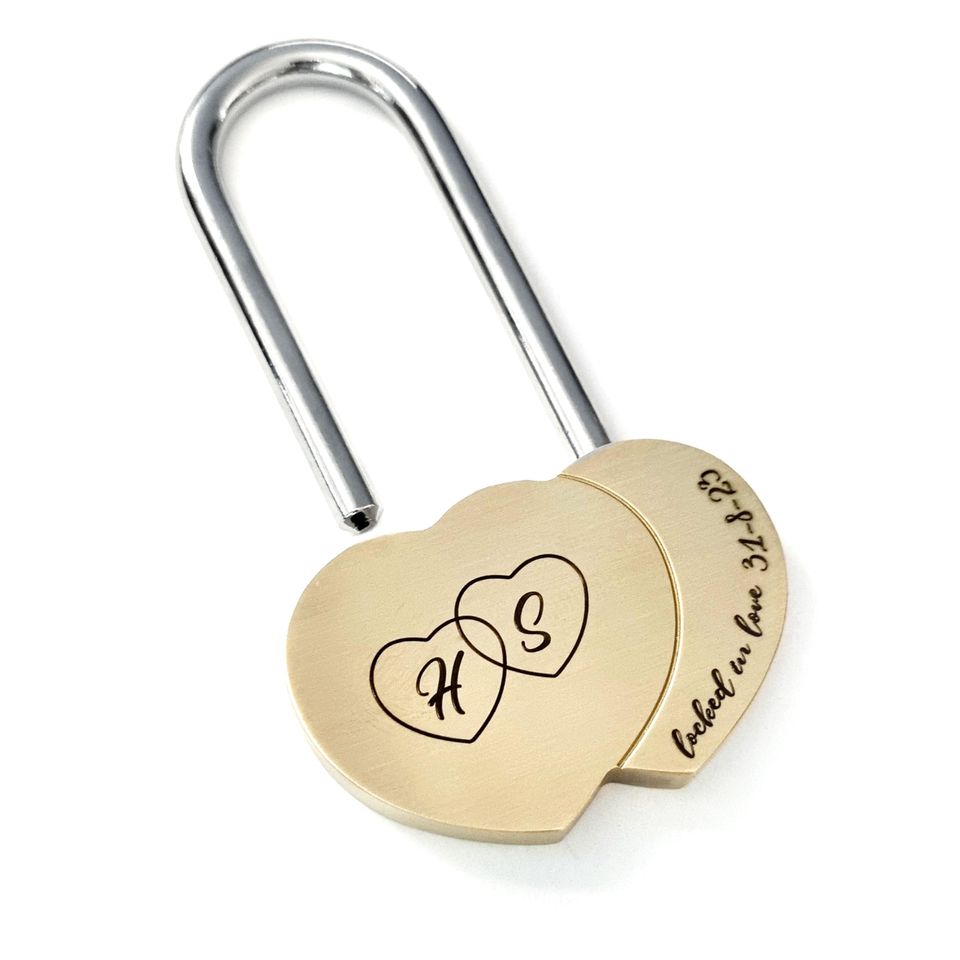 Heart Shape Engraved Padlock: Custom Love Lock, Personalized Gift for Couples, Save the Date