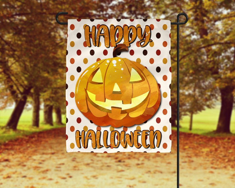 Jack O Lantern Pumpkin Halloween Garden Flag Sublimation Template