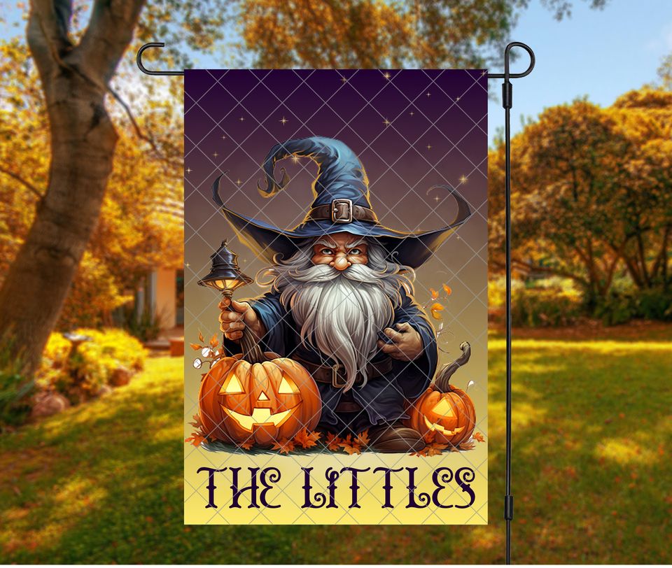 Halloween Garden Flag Design,  Wizard Flag Customizable Template for Sublimation