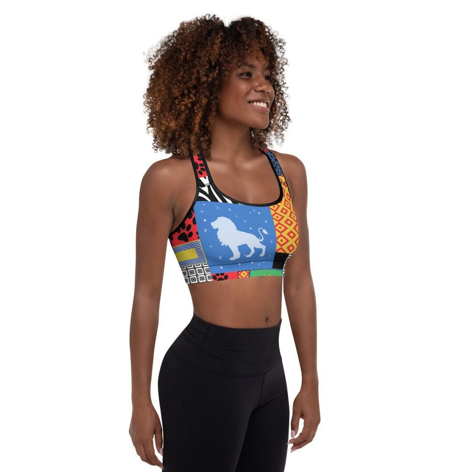 Lion King 90s Pattern Padded Low Impact Sports Bra