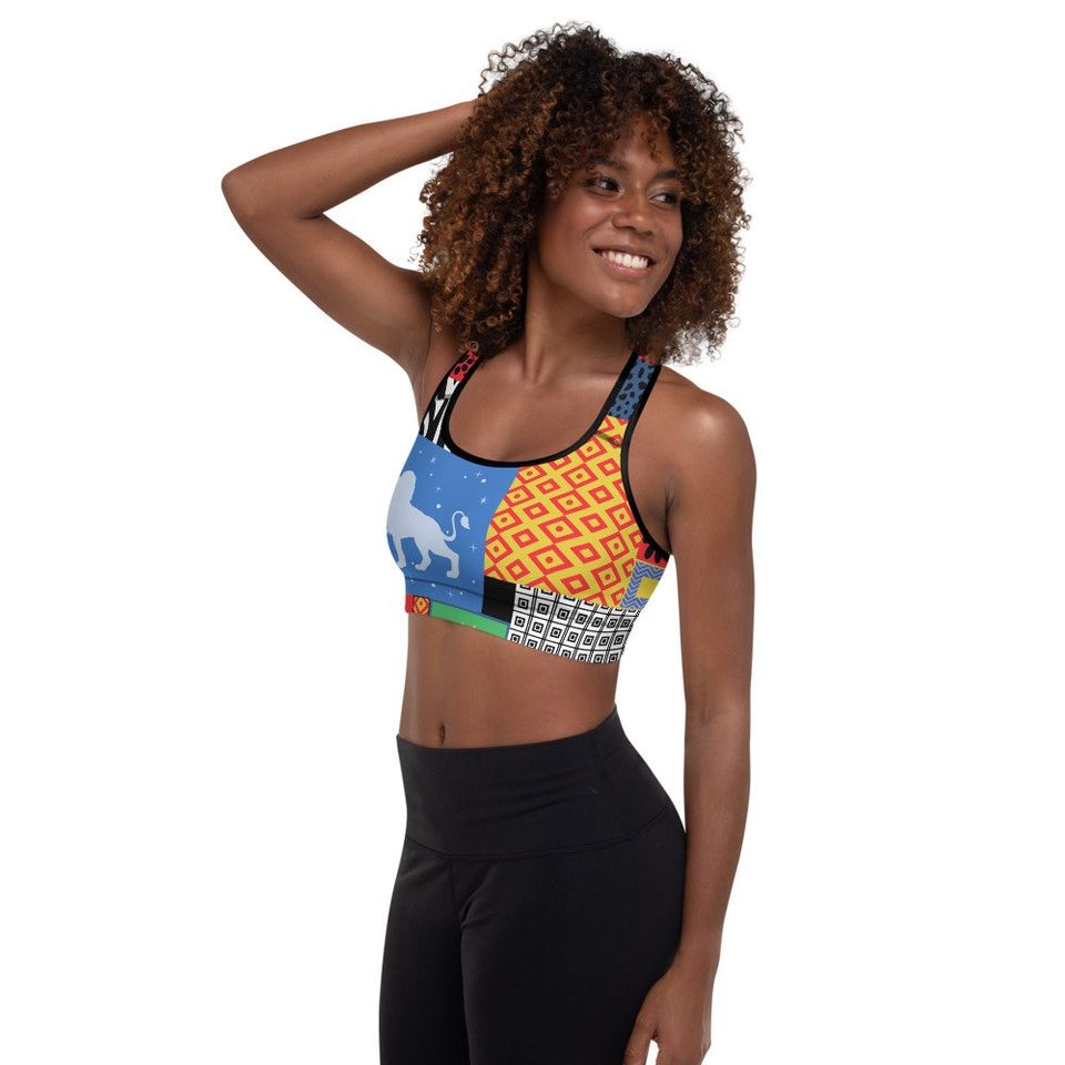 Lion King 90s Pattern Padded Low Impact Sports Bra