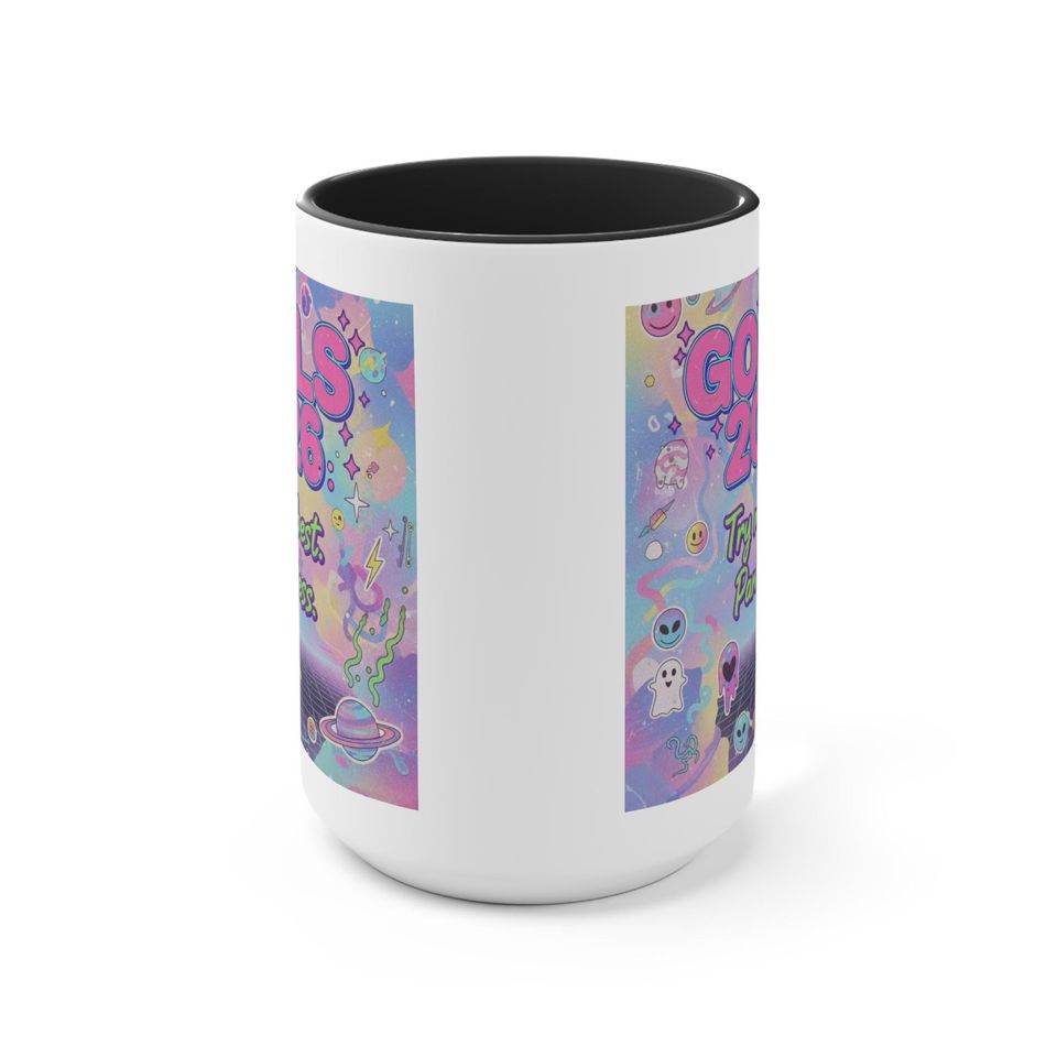 Cute Ceramic Mug II - 2026 Goals: Try My Best, Panic Less