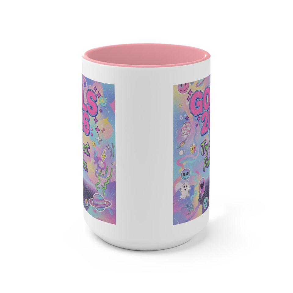 Cute Ceramic Mug II - 2026 Goals: Try My Best, Panic Less