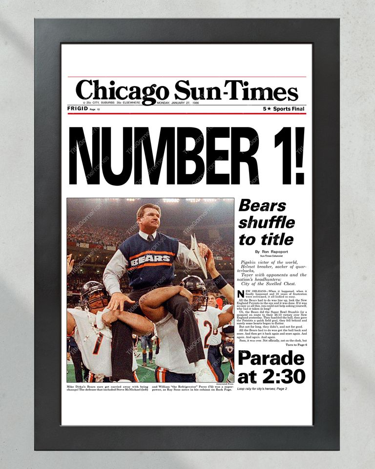 1986 Chicago Bears Super Bowl champions  (NO Framed) Poster