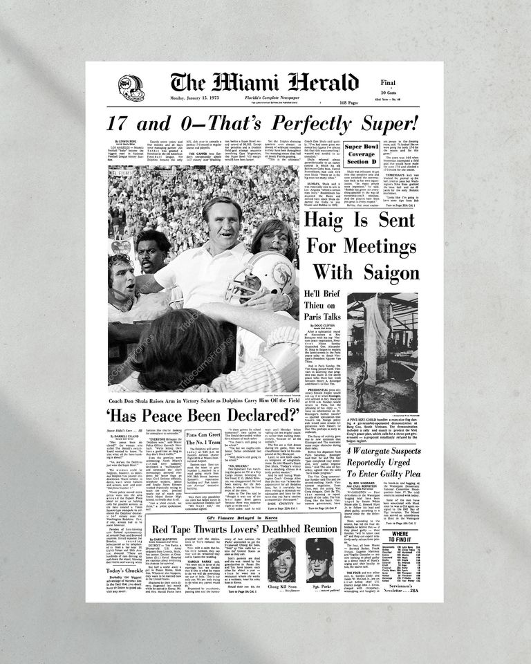 1973 Miami Dolphins Super Bowl VII Champions (NO FRAMED) Poster