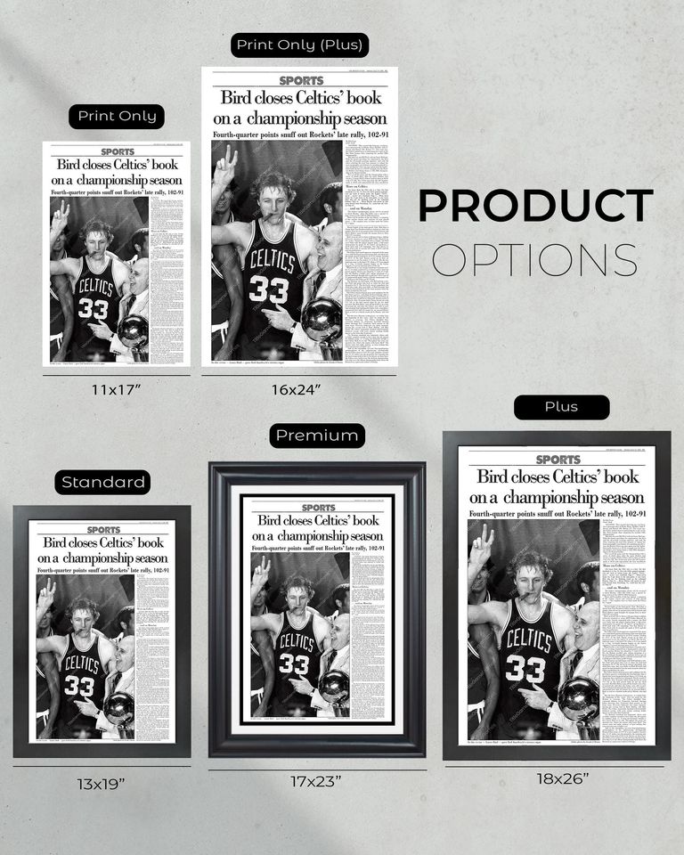 1981 Boston Celtics NBA Champion Framed Front Page Newspaper Print