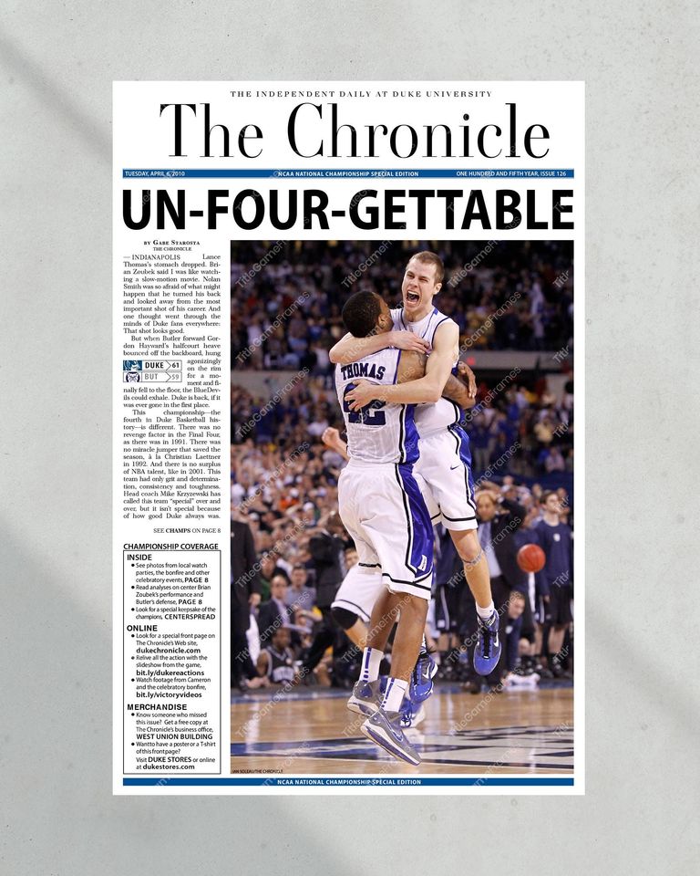 2010 Duke Blue Devils Unfourgettable NCAA College Basketball National Champions