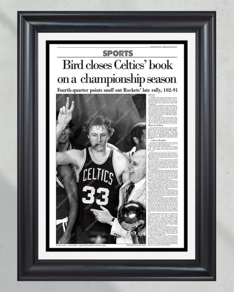 1981 Boston Celtics NBA Champion Framed Front Page Newspaper Print