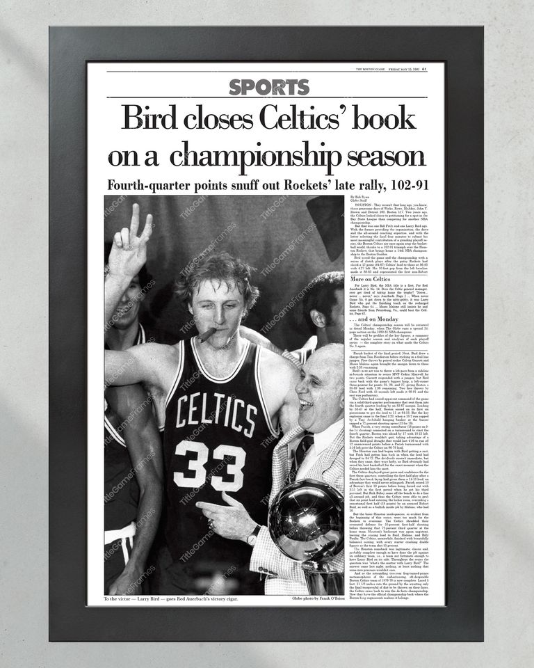 1981 Boston Celtics NBA Champion Framed Front Page Newspaper Print