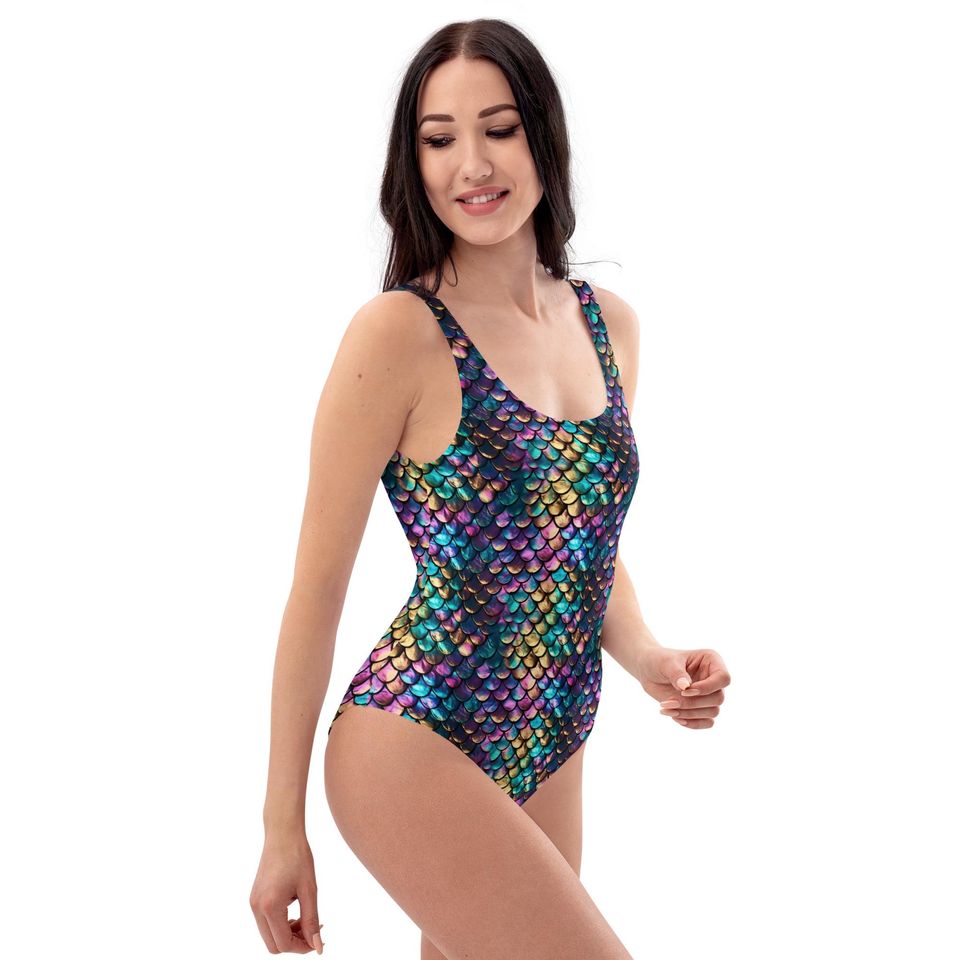 Mermaid Scales Print One-Piece Swimsuit