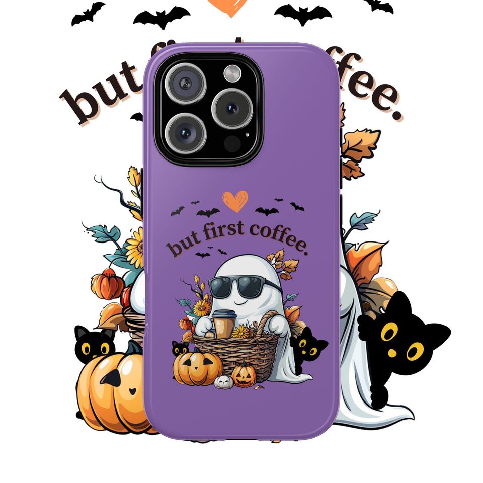 Cute Ghost Coffee Case, Pumpkin Latte Lover, Spooky Season