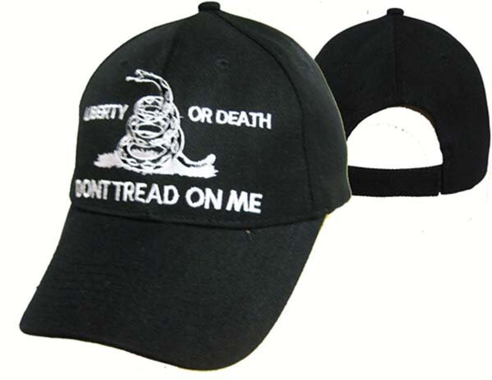 Liberty or Death, Don't Tread on Me, Black Baseball Cap/Hat