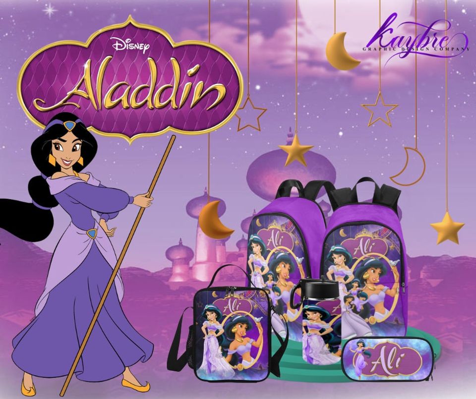 Princess Jasmine Personalized Backpack, Custom Name Backpack, Travel Backpack, Backpack for Kids, back to school