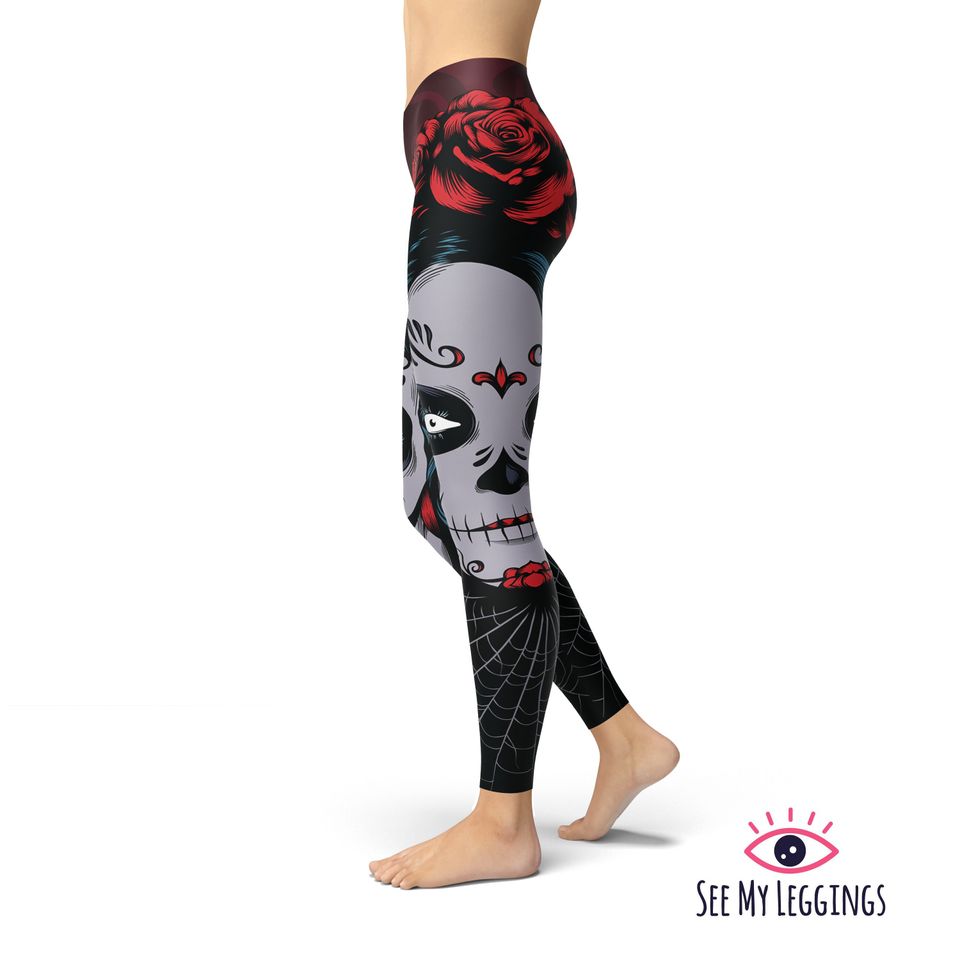Sugar Skull Leggings, Printed Leggings, Leggings for Women, Workout Leggings
