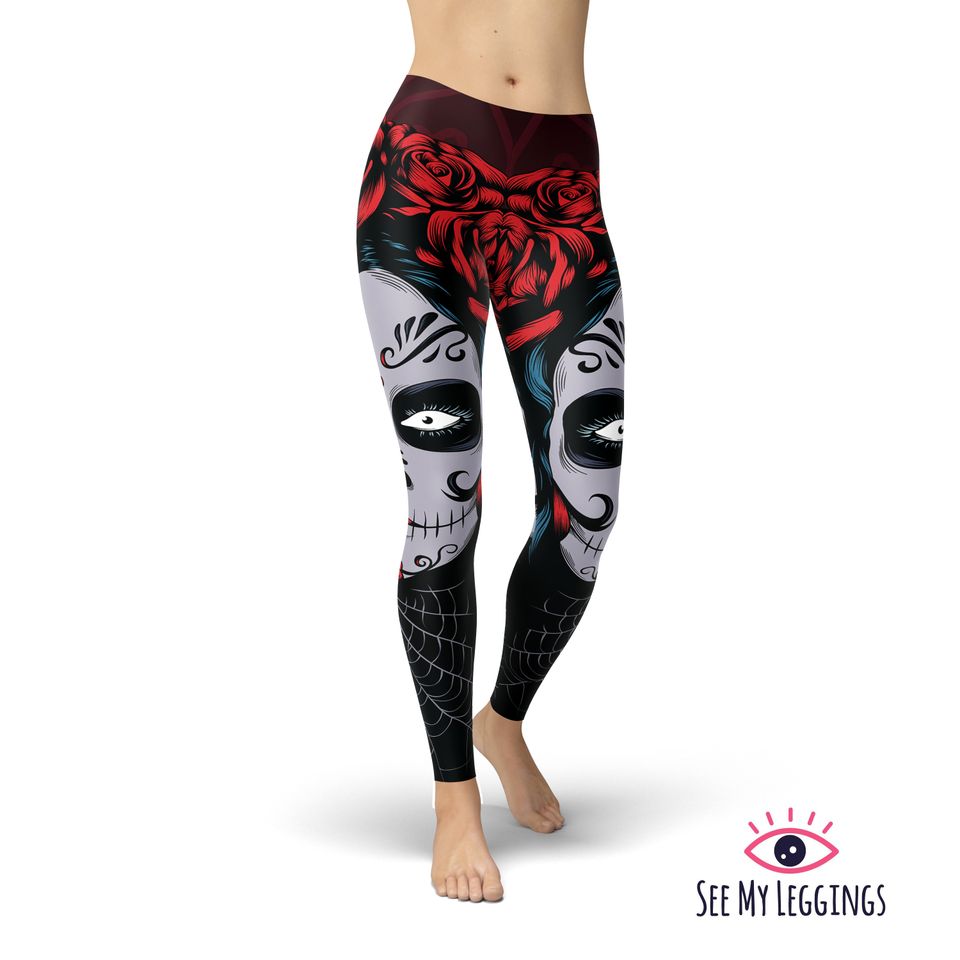 Sugar Skull Leggings, Printed Leggings, Leggings for Women, Workout Leggings