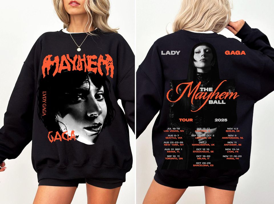 Ld ga The Mayhem Ball Tour 2025 Shirt, Ld ga Shirt, Gaga Fan Graphic Tee with Tour Dates, Ld ga Fan Merch, Pop Music Concert Tee