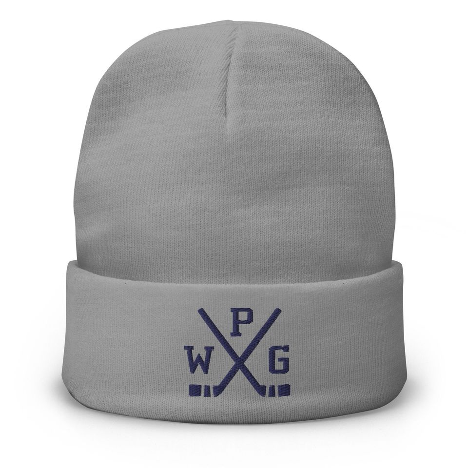 Winnipeg Hockey Sticks Retro WPG Embroidered Winter Beanie Cap Hat