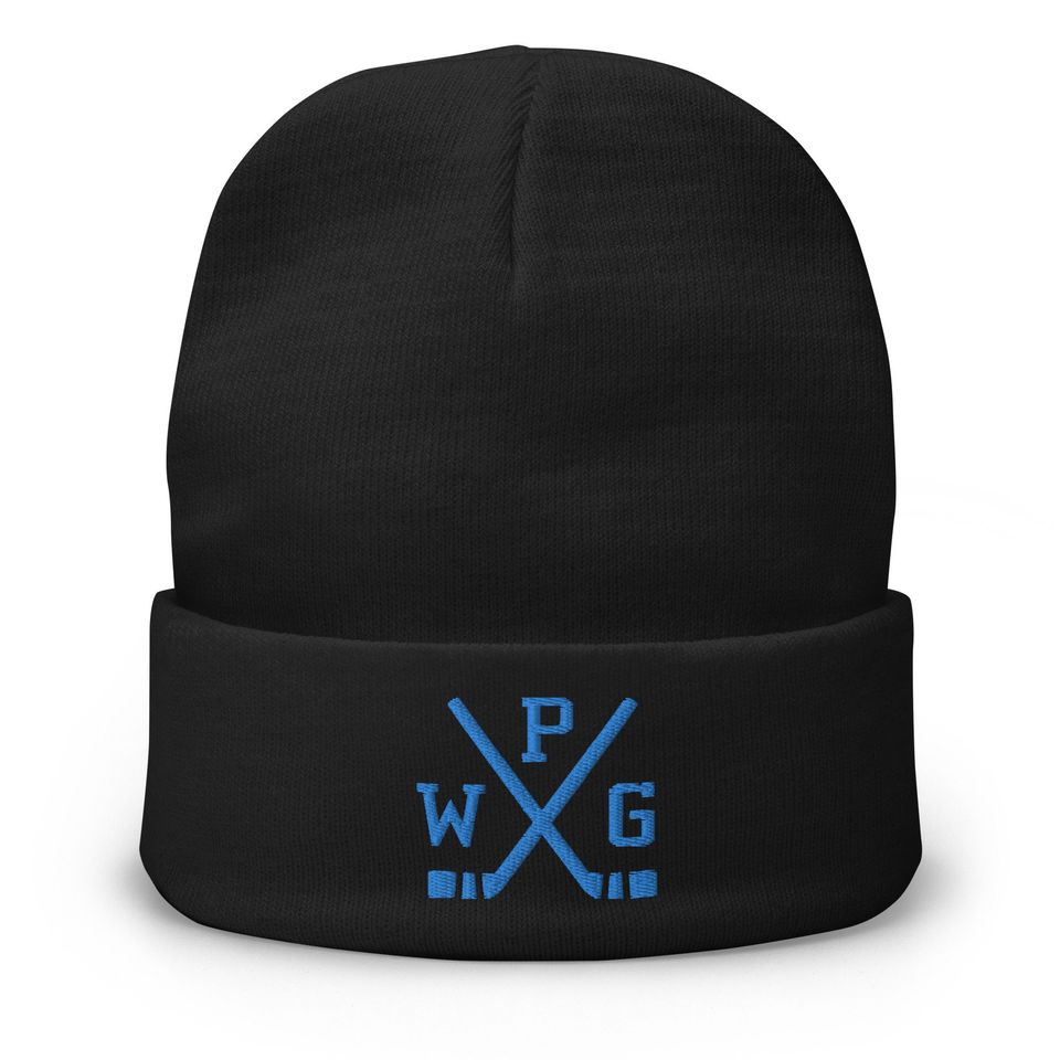 Winnipeg Hockey Sticks Retro WPG Embroidered Winter Beanie Cap Hat