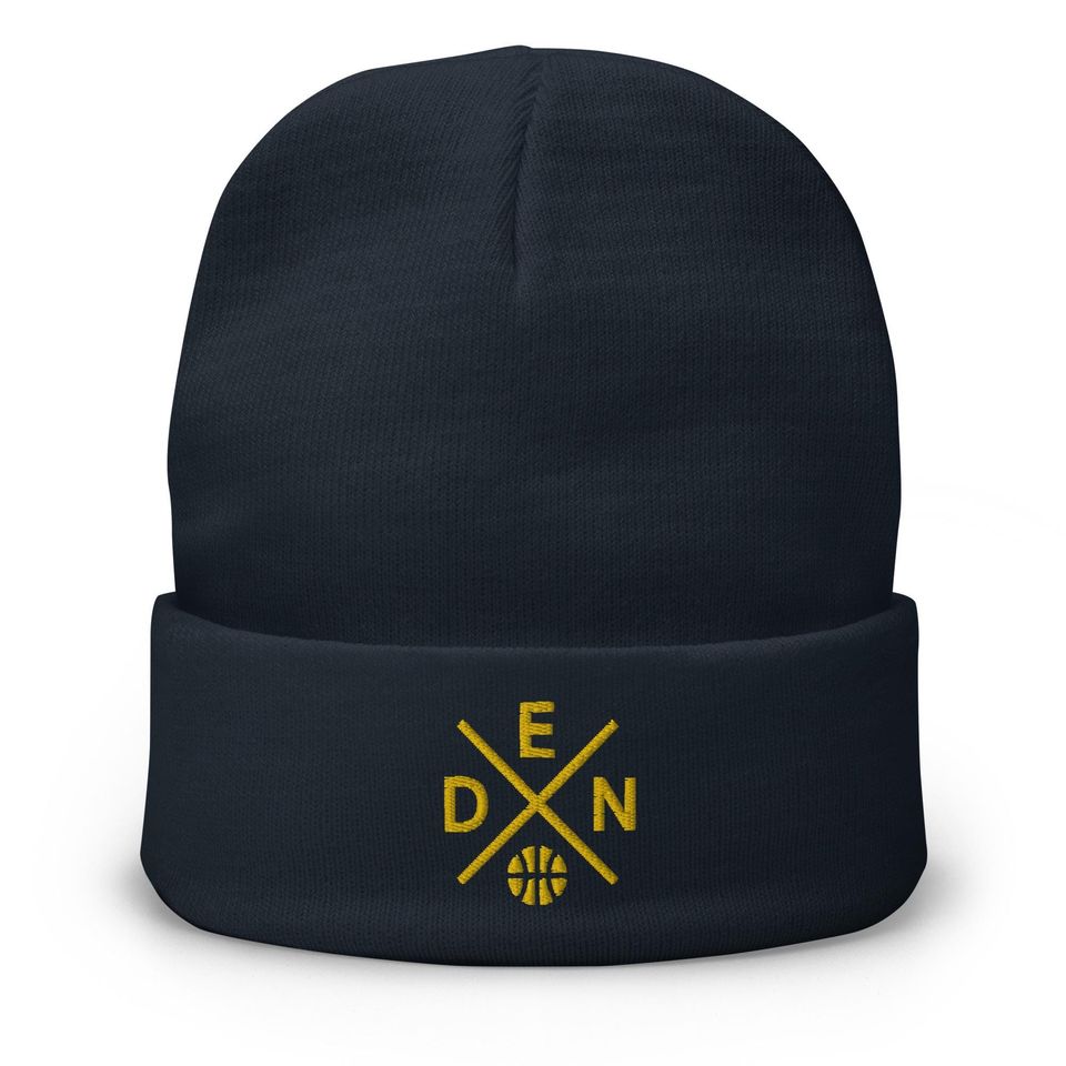 Denver Basketball Retro DEN Cross Winter Beanie Cap Hat