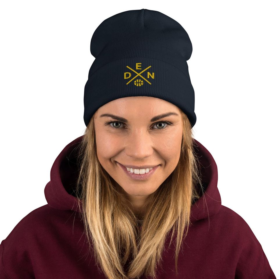 Denver Basketball Retro DEN Cross Winter Beanie Cap Hat