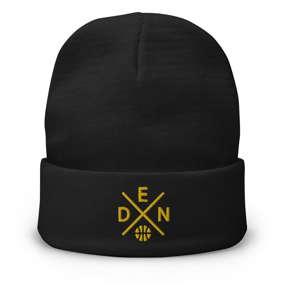 Denver Basketball Retro DEN Cross Winter Beanie Cap Hat
