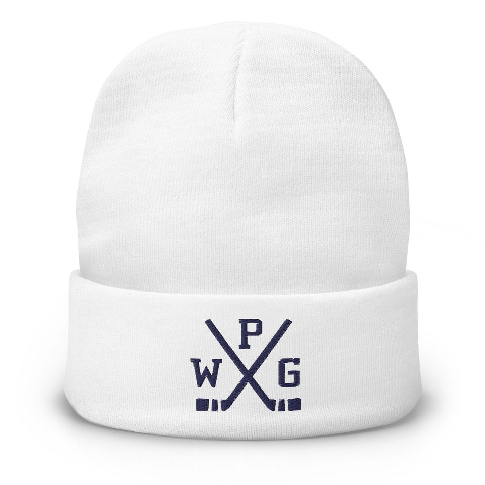 Winnipeg Hockey Sticks Retro WPG Embroidered Winter Beanie Cap Hat