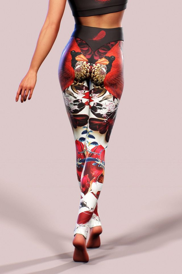 Fire Bird Leggings Feather Printed Yoga