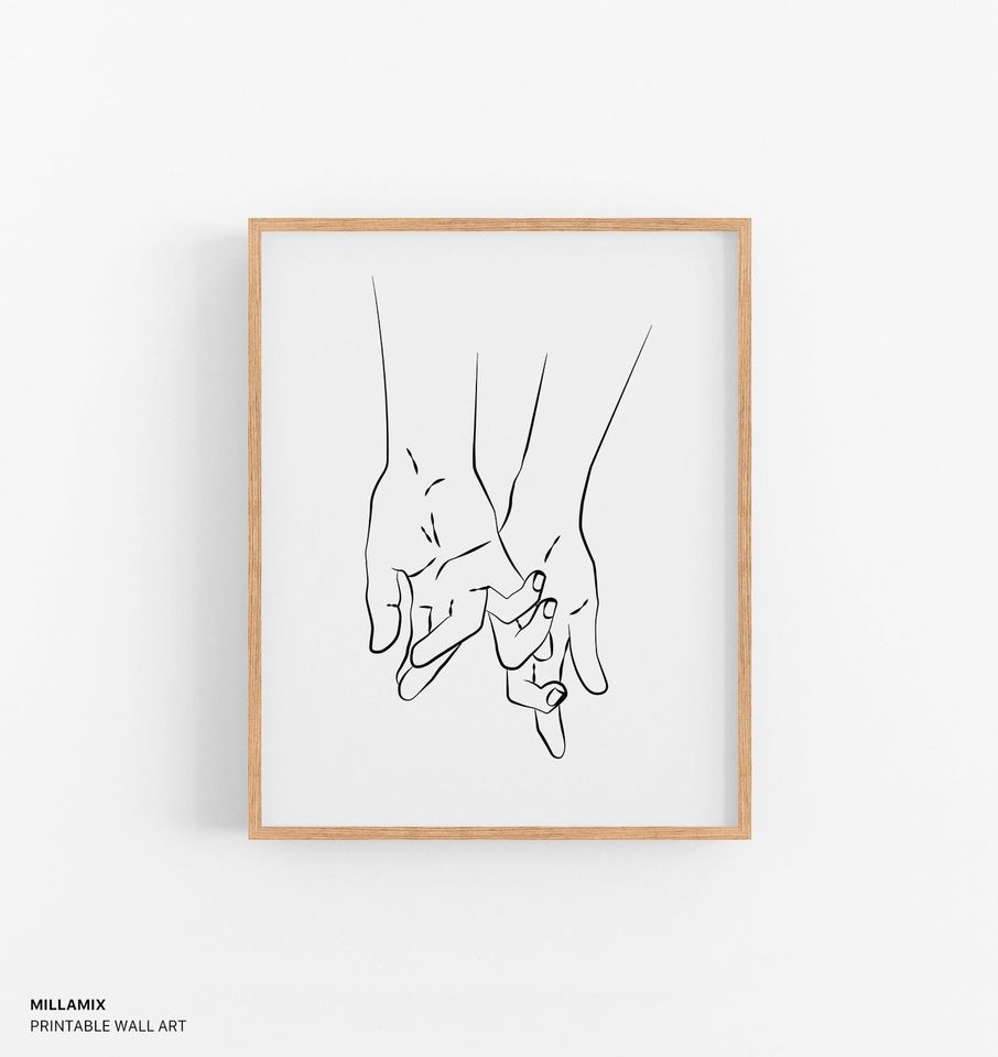 Abstract Couple Line Art, Romantic Poster, Anniversary Gift, Couple One Line Drawing