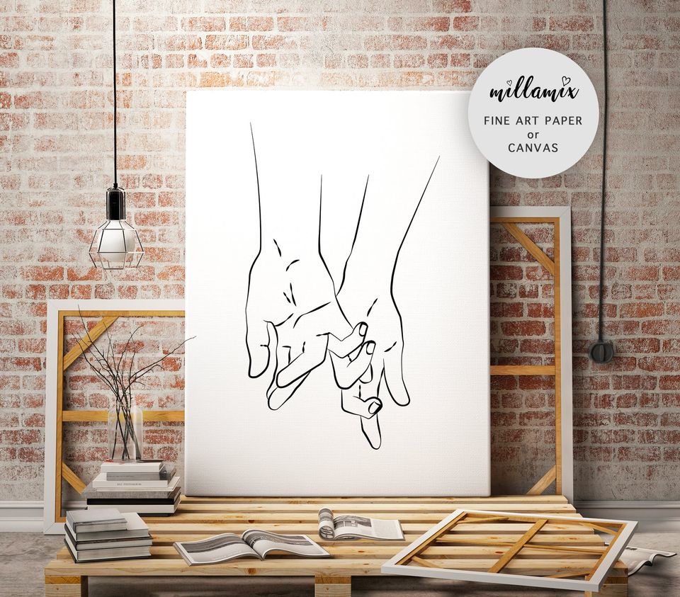 Abstract Couple Line Art, Romantic Poster, Anniversary Gift, Couple One Line Drawing