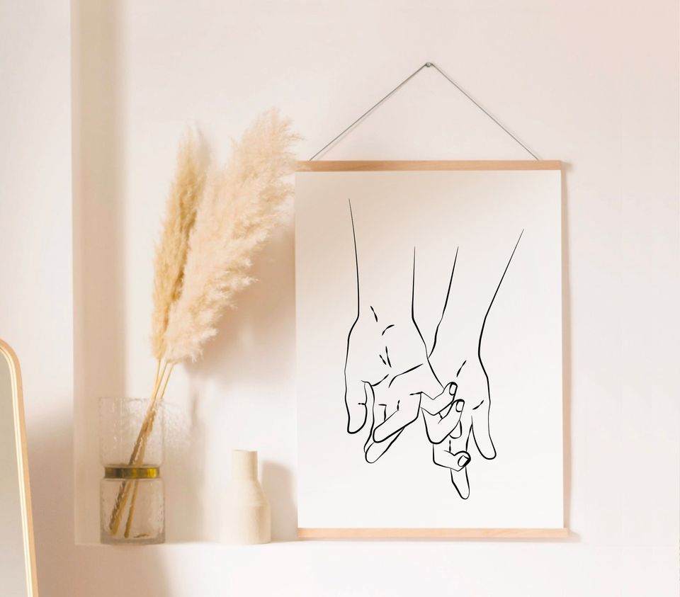 Abstract Couple Line Art, Romantic Poster, Anniversary Gift, Couple One Line Drawing