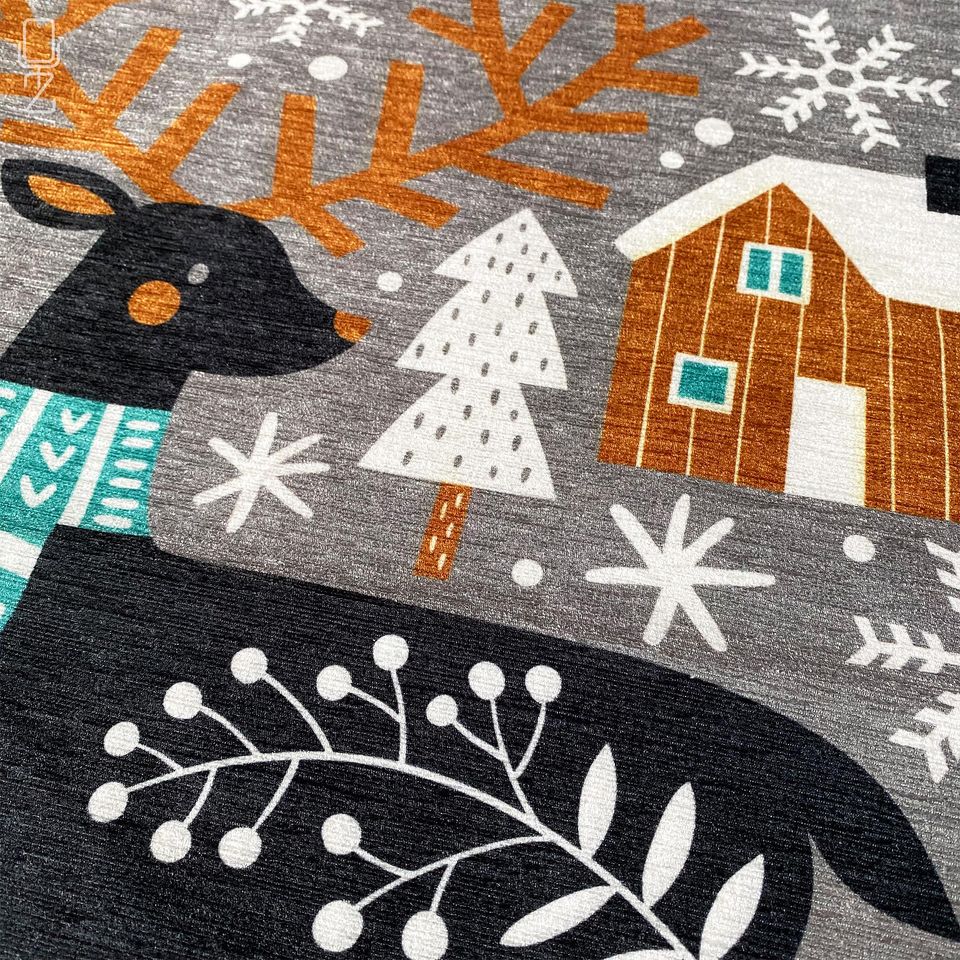 Christmas Cushion Cover with Reindeer Themed, Double Sided Printing Pillow Cover on the Soft Chenille with Multi Size Options, OEKO-TEX