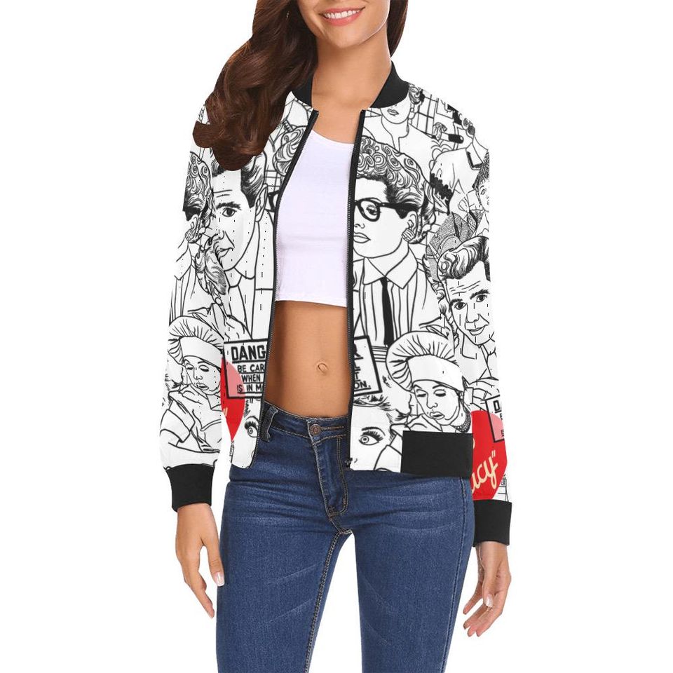 I Love Lucy All Over Print Bomber Jacket