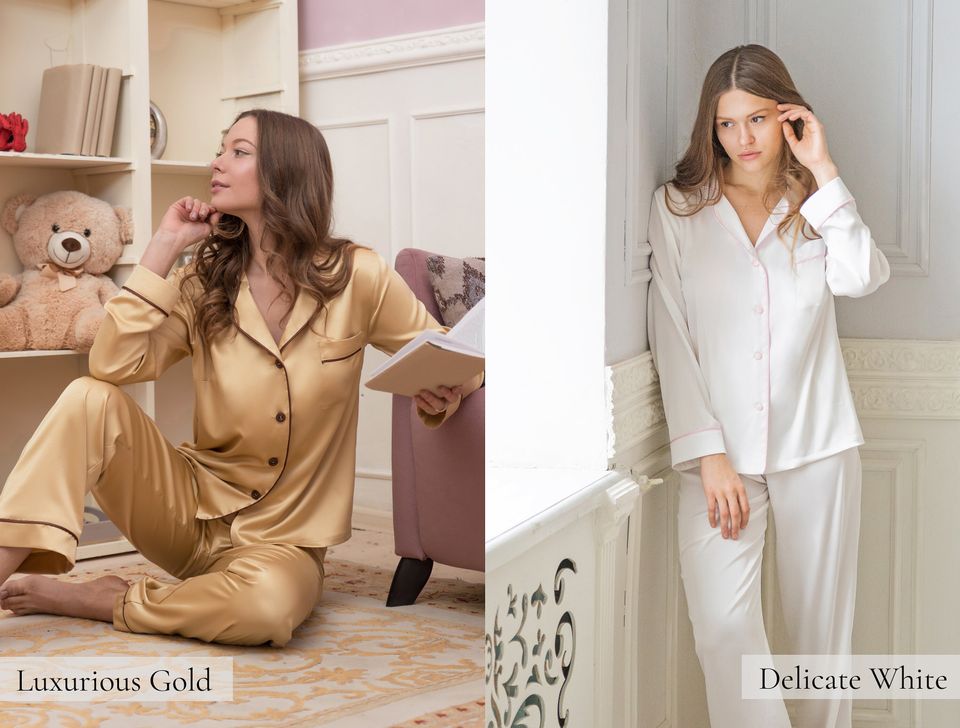 Christmas Pyjamas, Gifts for Her, Silk Pyjamas, Silk Pajamas for Women, Satin Pajama Set, PJs Long PJs Button Up Pajamas Sets Red Burgundy