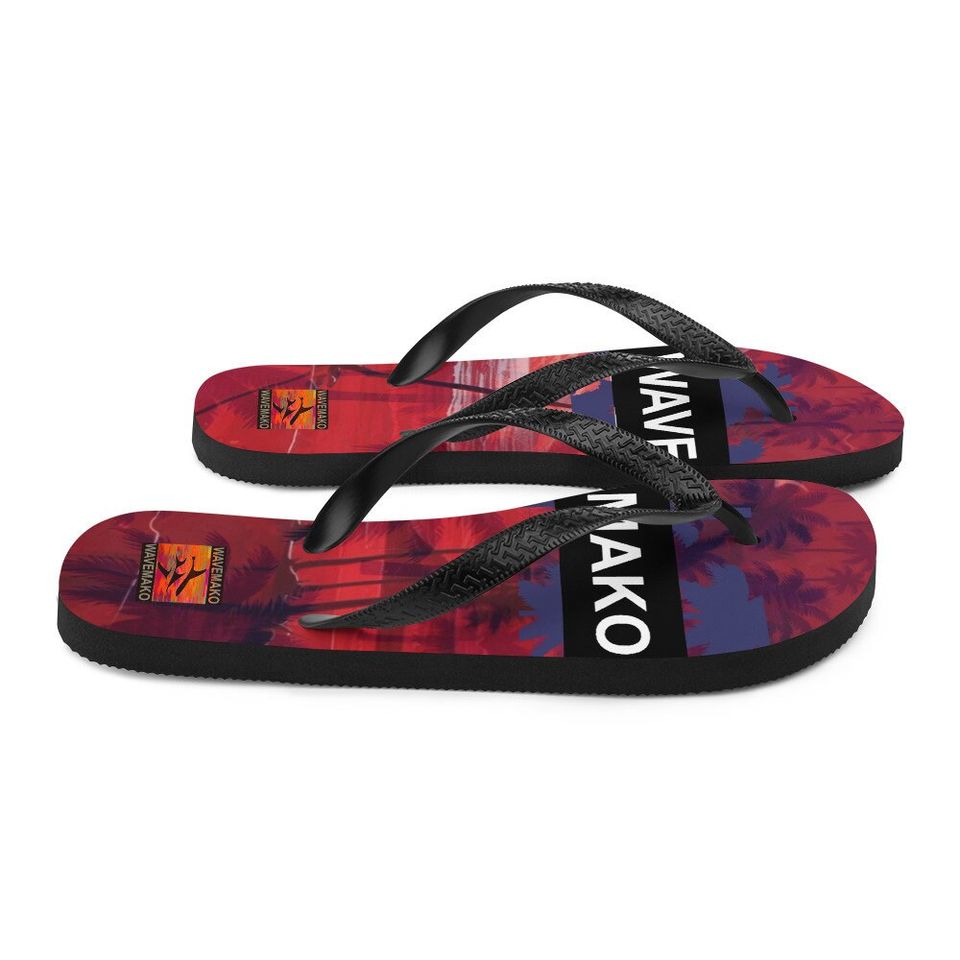 WAVEMAKO Sunset Purple Palms Flip-Flops
