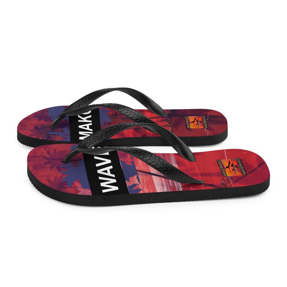 WAVEMAKO Sunset Purple Palms Flip-Flops
