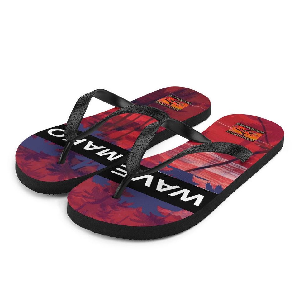 WAVEMAKO Sunset Purple Palms Flip-Flops
