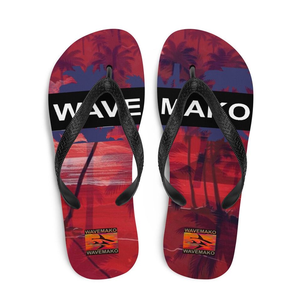 WAVEMAKO Sunset Purple Palms Flip-Flops