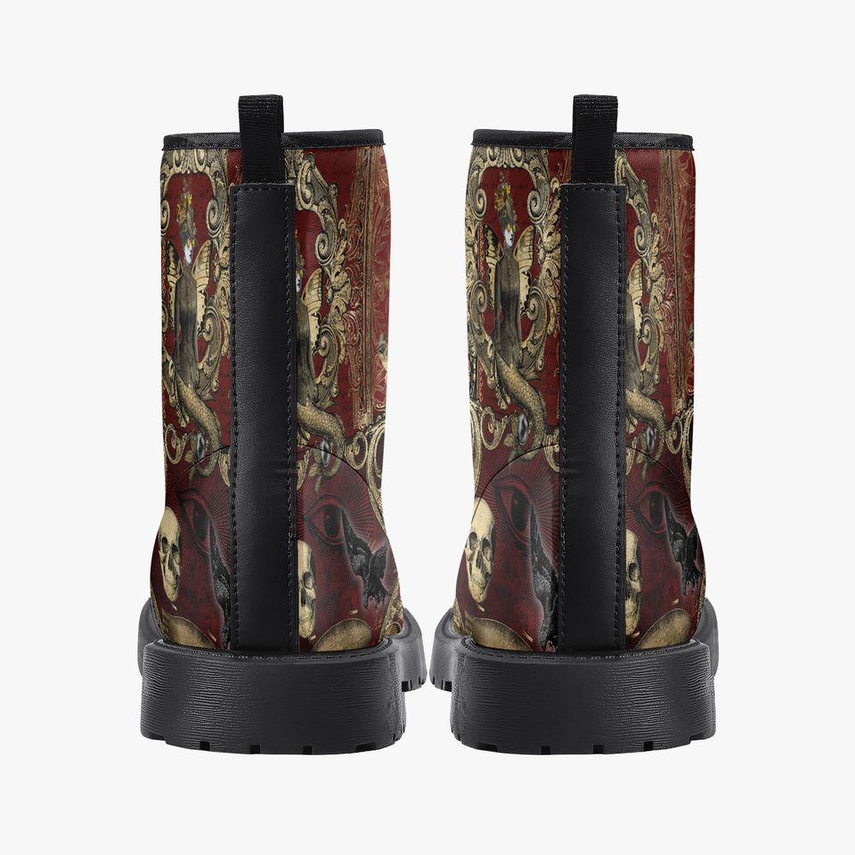 Steampunk Ephemera Blood Red Gothic Horror Combat Boots