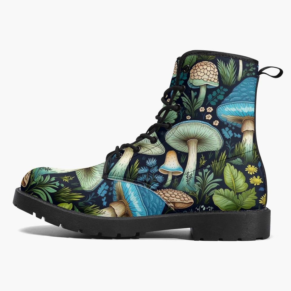 Mushroomcore Toadstool Combat Boots - Purple Mushroom Boots