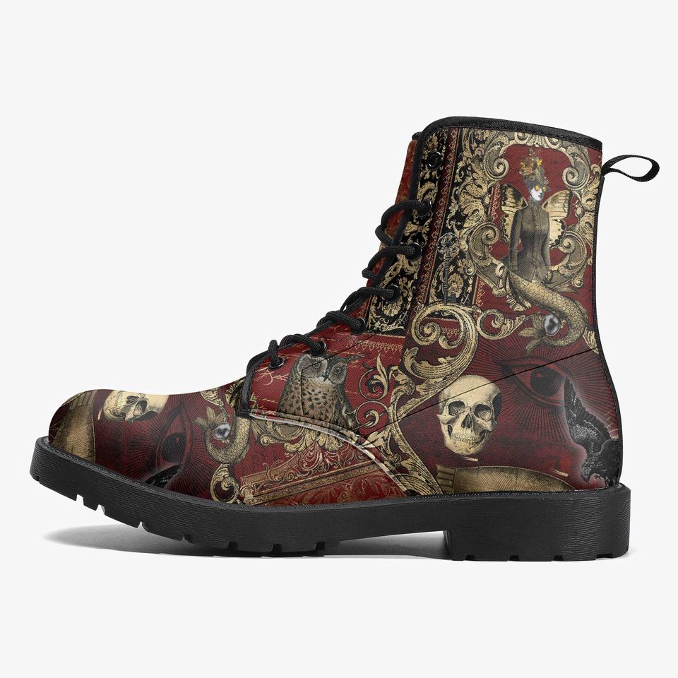 Steampunk Ephemera Blood Red Gothic Horror Combat Boots
