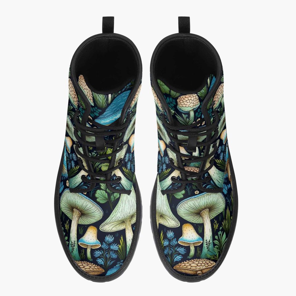 Mushroomcore Toadstool Combat Boots - Purple Mushroom Boots