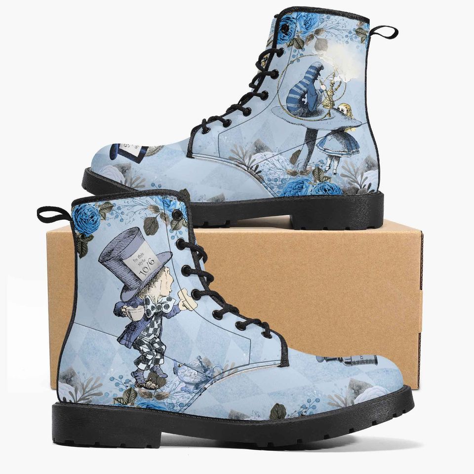 Blue Alice in Wonderland Leather Boots
